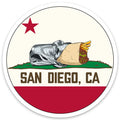 San Diego CA Burrito Flag Round Magnet Design - California Bear Burrito Flag Parody 3-Inch Circle Fridge Magnet Flat Product Image San Diego Souvenir | San Diego Humor