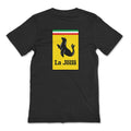La Jolla Ferrari Logo T-Shirt Black Back - Large Sea Lion Crest Parody Back Graphic Unisex Tee | San Diego Humor