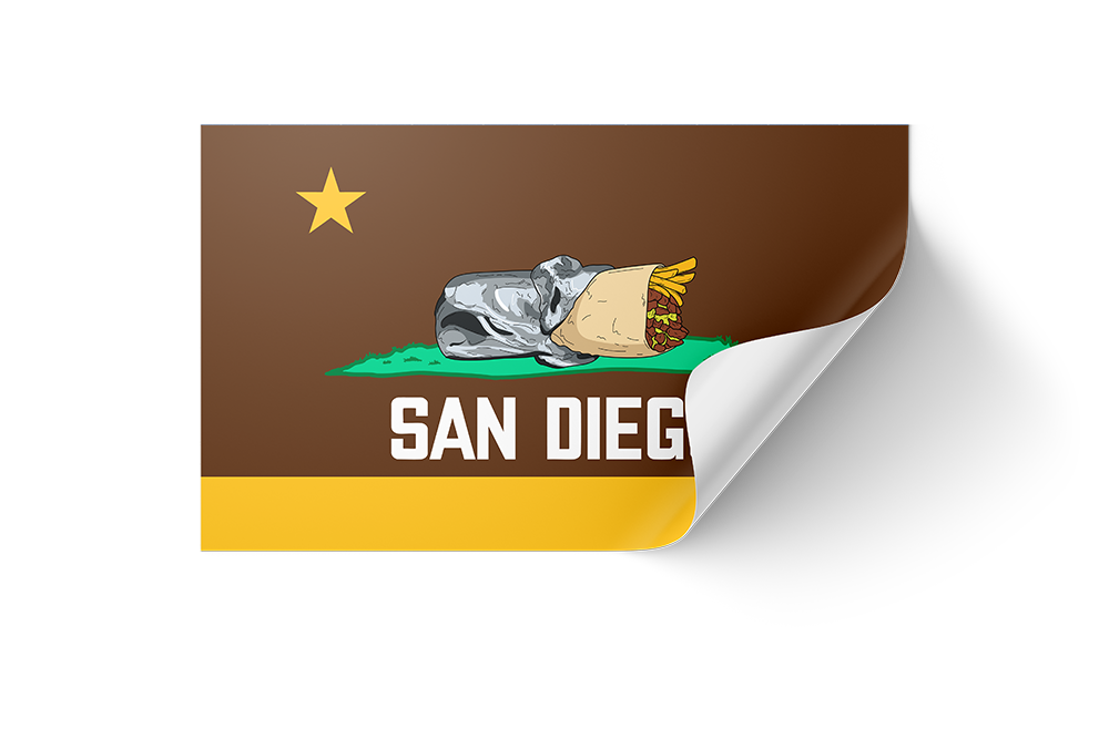 San Diego, CA Flag - Bumper Sticker (Padres Colors)