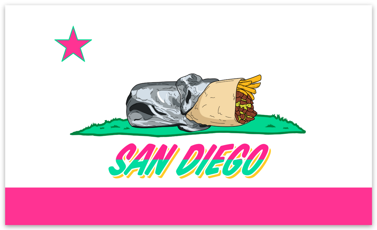 San Diego, CA Flag - Bumper Sticker (City Connect)