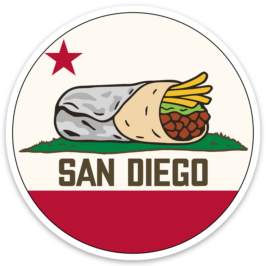 San Diego Burrito Flag - Round Sticker (NEW!)