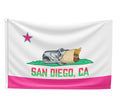 San Diego CA Wall Flag City Connect - Pink and Green California Bear Burrito Parody 3x5 Flag | San Diego Humor