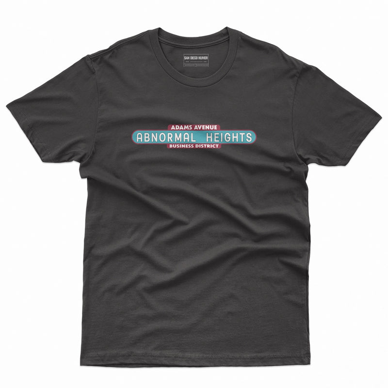 Abnormal Heights T-Shirt Black - Adams Avenue Business District Sign Unisex Tee | San Diego Humor