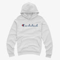 Carlsbad Champion parody hoodie in white