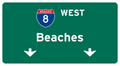 I-8 West Beaches Bumper Sticker - Green Highway Sign Design Interstate 8 Freeway San Diego Beach Exit Vinyl Decal | San Diego Humor