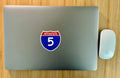 Interstate I-5 Sticker on MacBook Laptop - Lifestyle Photo Highway Sign Vinyl Decal | San Diego Humor