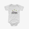 Mission Beach Baby Onesie White - Giant Dipper Rollercoaster Graphic Infant Bodysuit | San Diego Humor