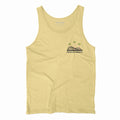 Mission Beach Tank Top Yellow Front - Giant Dipper Rollercoaster Palm Trees Graphic Unisex Tank | San Diego Humor