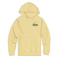 Mission Beach Hoodie Light Yellow Front - Giant Dipper Rollercoaster Chest Graphic Unisex Pullover Sweatshirt | San Diego Humor