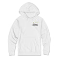 Mission Beach Hoodie White Front - Giant Dipper Rollercoaster Chest Graphic Unisex Pullover Sweatshirt | San Diego Humor