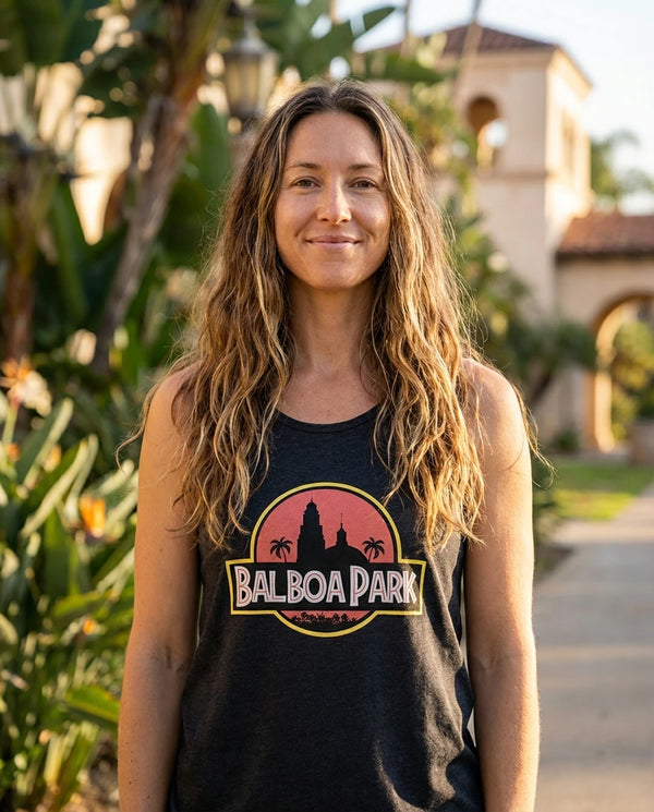 Person wearing Balboa Park Tank Top - Unisex at Balboa Park in San Diego