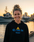 Person wearing Coronado Island Hoodie - Unisex at the Embarcadero waterfront in San Diego