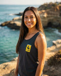 Person wearing La Jolla Ferrari parody tank top in San Diego
