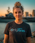 Person wearing Only Tacos T-Shirt (Black) - Unisex in black in San Diego