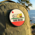 San Diego Flag 3-inch PVC Patch on a tactical backpack