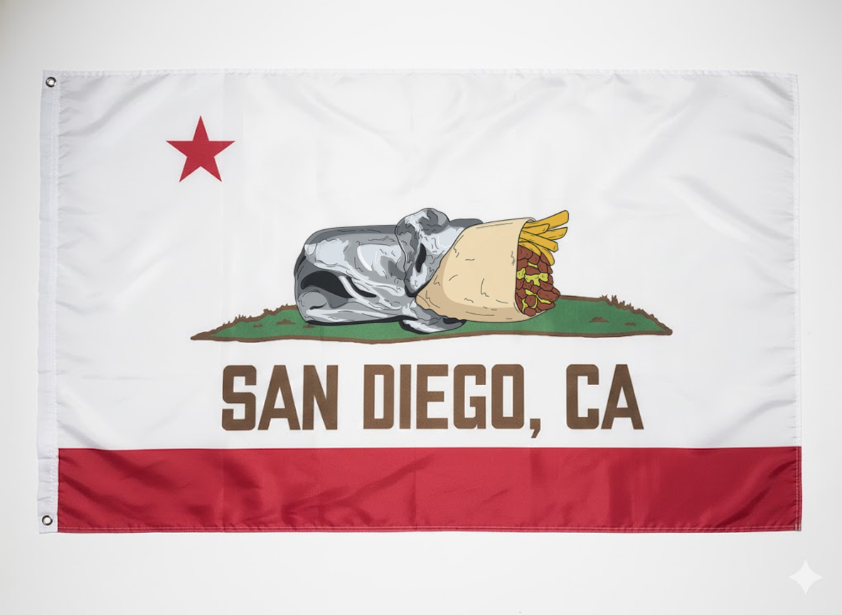 San Diego, CA - Wall Flag (Single Sided)