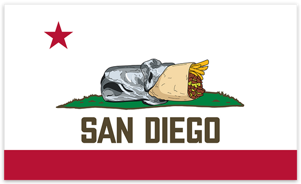 San Diego Flag Bumper Sticker - California Bear Burrito Flag Parody 5x3 Inch Rectangle Vinyl Decal Car Truck San Diego Souvenir | San Diego Humor
