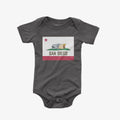 San Diego Burrito Flag Baby One Piece Black - California Bear Burrito Flag Parody Graphic Baby Onesie Bodysuit | San Diego Humor