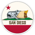 San Diego Burrito Flag Round Sticker - California Bear Burrito Flag Parody 3x3 Inch Vinyl Decal San Diego Souvenir | San Diego Humor