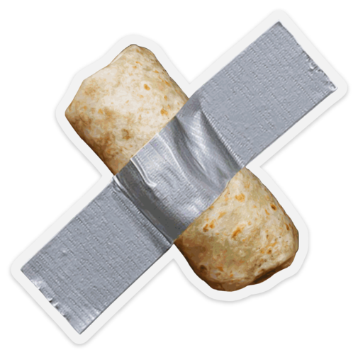 Duct Taped Burrito Clear Sticker - Funny California Burrito Art Vinyl Decal | San Diego Humor