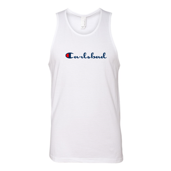 Carlsbad Tank Top White - Champion Style Logo Parody Unisex | San Diego Humor