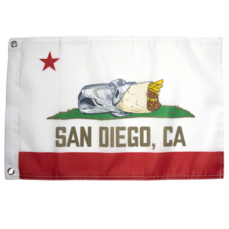 San Diego CA Burrito Flag Original Garden Flag - California Bear Burrito Flag Parody 12.5x18 Inch Outdoor Garden Flag with Grommets San Diego Decor | San Diego Humor