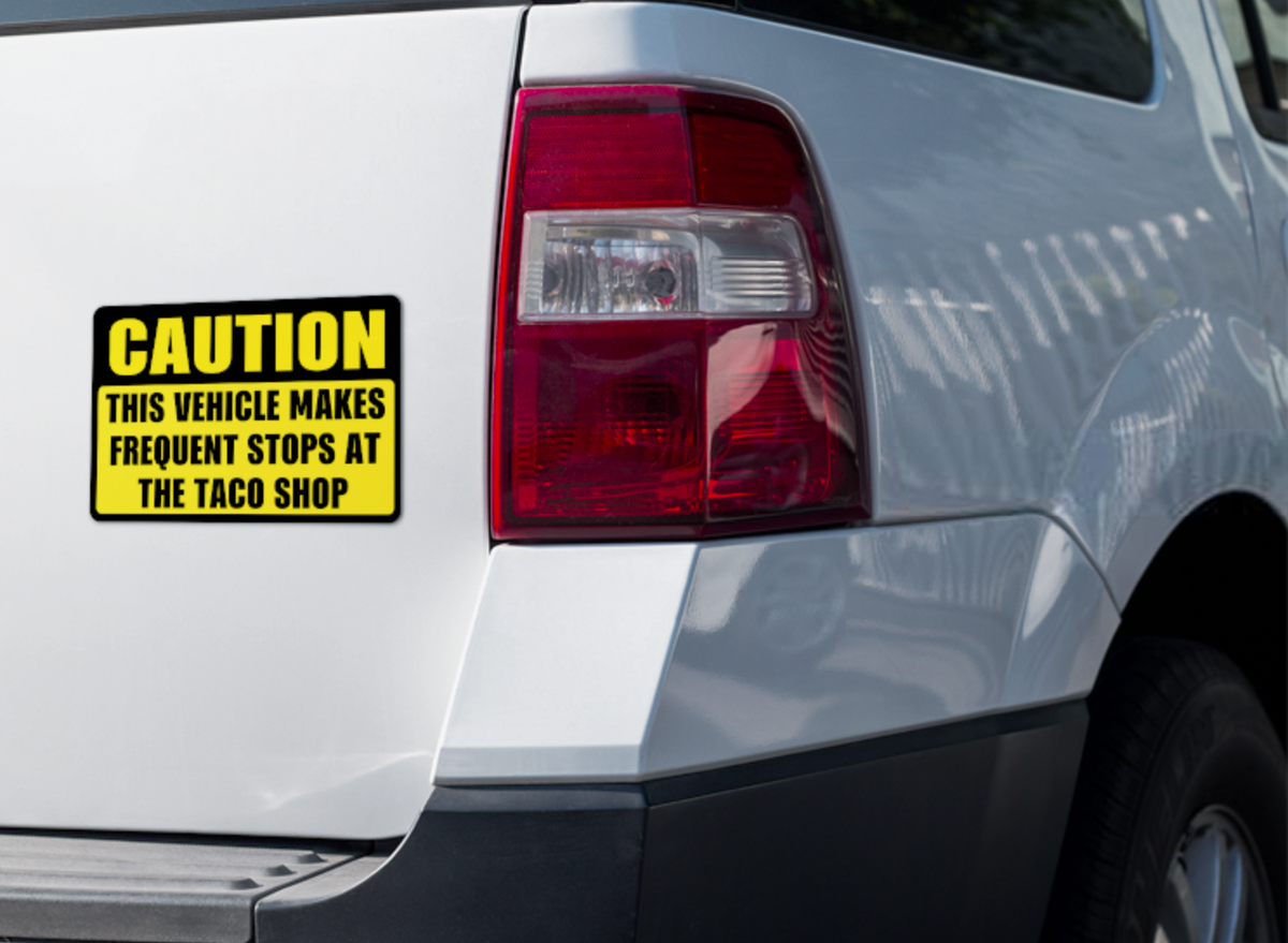 CAUTION Frequent Stops At The Taco Shop - Bumper Sticker